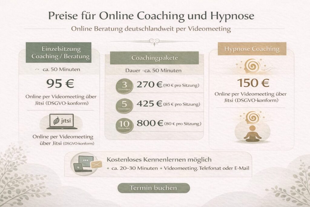 Preise für Online Coaching und Beratung